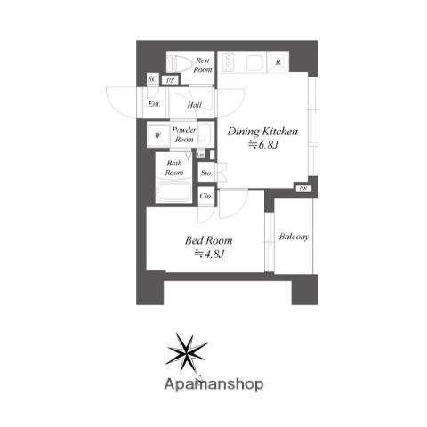 ブランシエスタ品川大井町パークエッジ(1DK/5階)の間取り写真