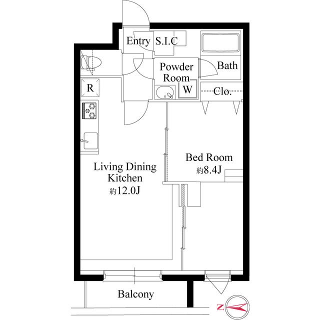 グランパセオ代々木上原Ⅱ(1LDK/1階)の間取り写真