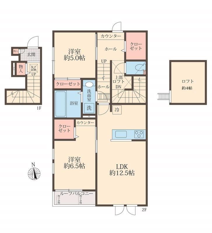 COLORS WING-A(2LDK/1階)の間取り写真