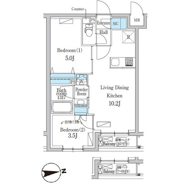 デュオフラッツ千歳船橋(2LDK/4階)の間取り写真