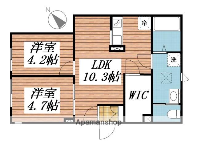 エクウス中村橋(2LDK/2階)の間取り写真