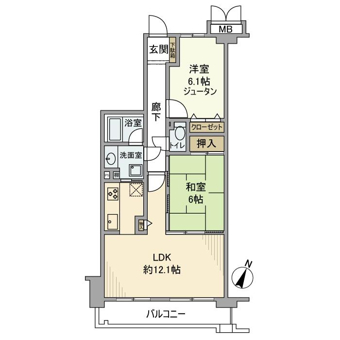 クレストコート碑文谷(2LDK/1階)の間取り写真