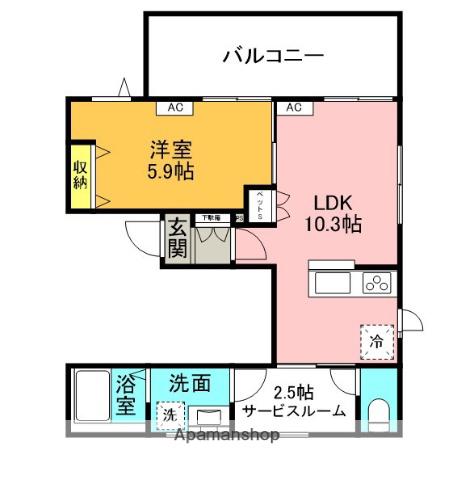 KOMAZAWA KOUEN TERRACE(1SLDK/3階)の間取り写真