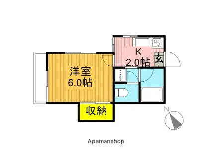 ハイツG(1K/2階)の間取り写真