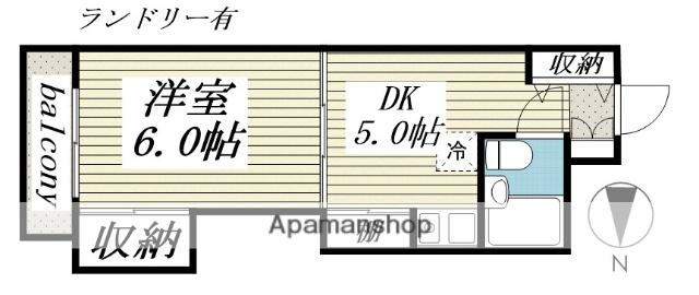 ブルーリーフ・K(1DK/4階)の間取り写真