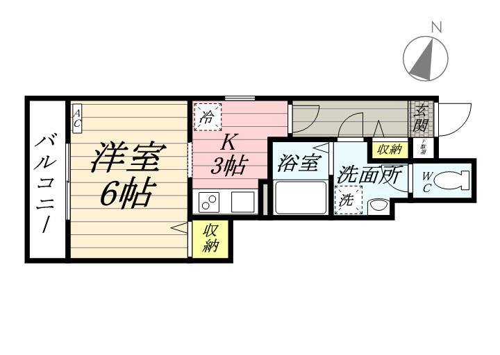 プリヴェール成城(1K/1階)の間取り写真