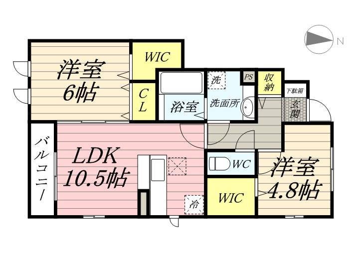 日吉グリーンヒルズⅠ(2LDK/1階)の間取り写真