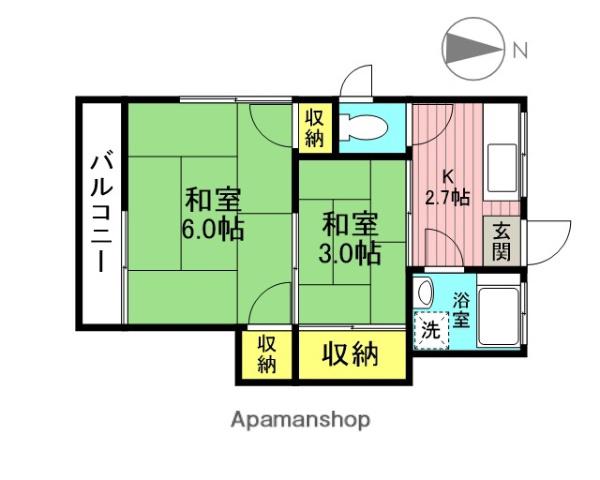 あかつき荘(2K/2階)の間取り写真