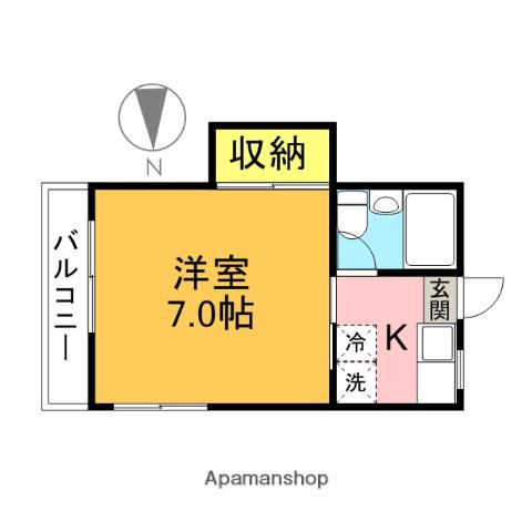 パール祖師谷Ⅱ(1K/2階)の間取り写真