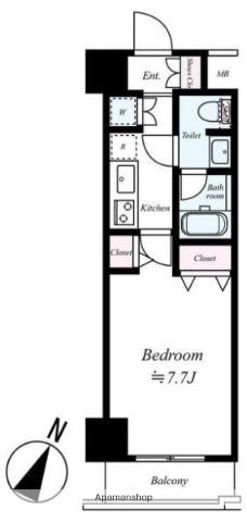 パレステュディオ渋谷本町(1K/7階)の間取り写真