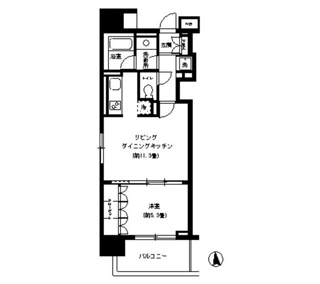 KDXレジデンス芝公園(1LDK/2階)の間取り写真