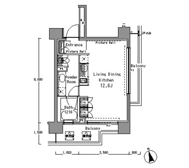 パークアクシス渋谷桜丘ウエスト(ワンルーム/11階)の間取り写真
