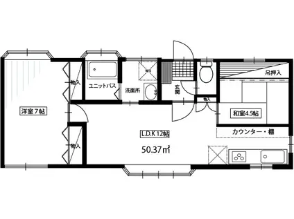 マウンテン成城(2LDK/2階)の間取り写真