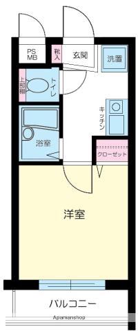 プレール三田(1K/2階)の間取り写真
