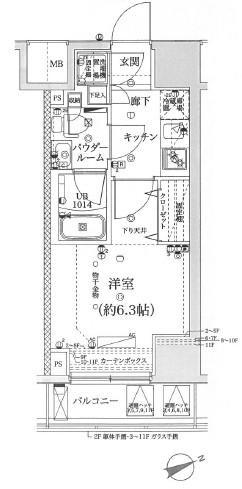 スパシエヴァロル品川荏原(1K/8階)の間取り写真