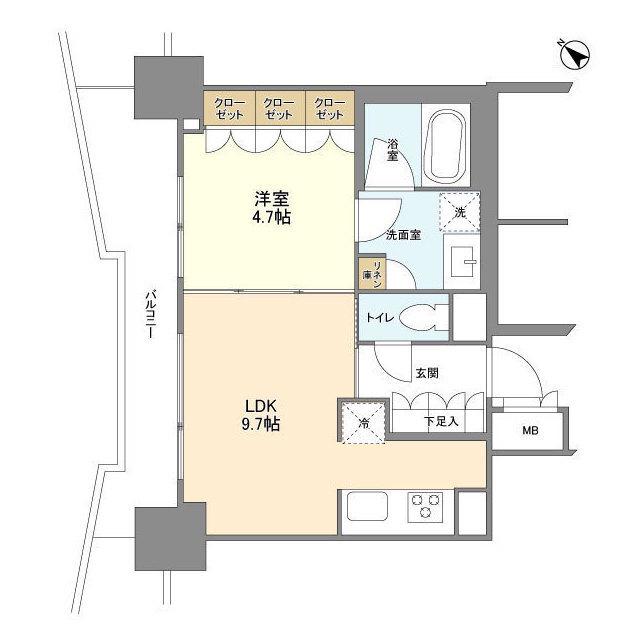 LASANTE五反田(1LDK/14階)の間取り写真