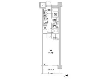 コンフォリア目黒青葉台(1K/1階)の間取り写真