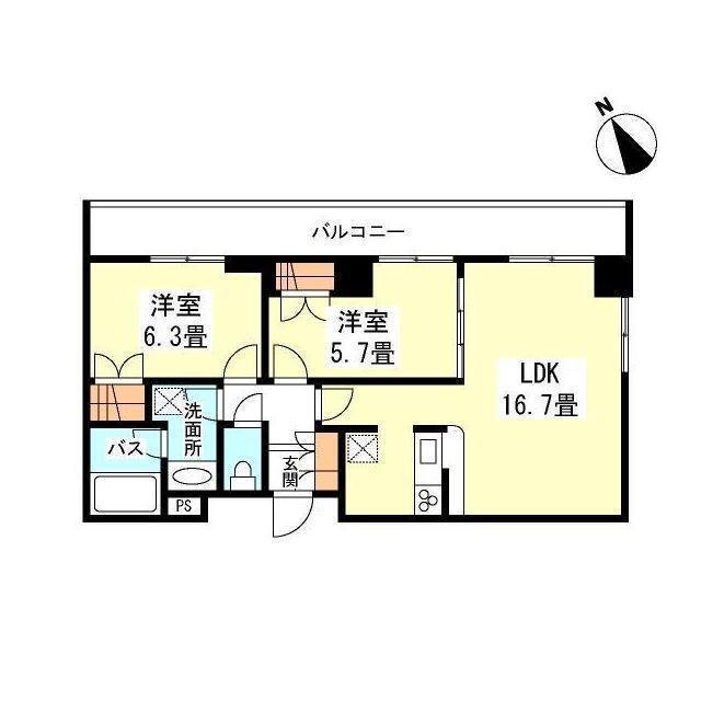 CIMENT二子玉川(2LDK/4階)の間取り写真