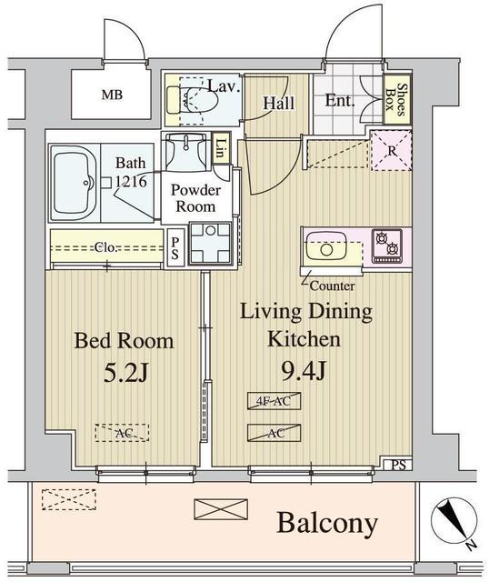 アンソレイユ代々木(1LDK/4階)の間取り写真