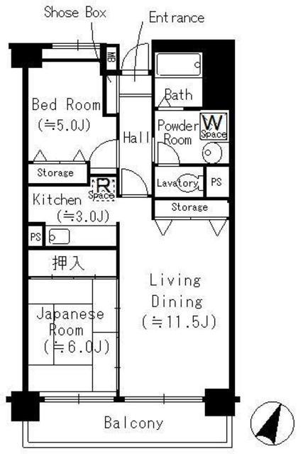 クリケットヒル富ケ谷(2LDK/1階)の間取り写真
