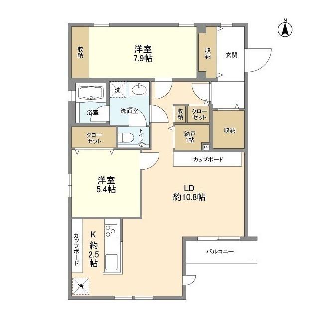 サンフラット(2LDK/2階)の間取り写真