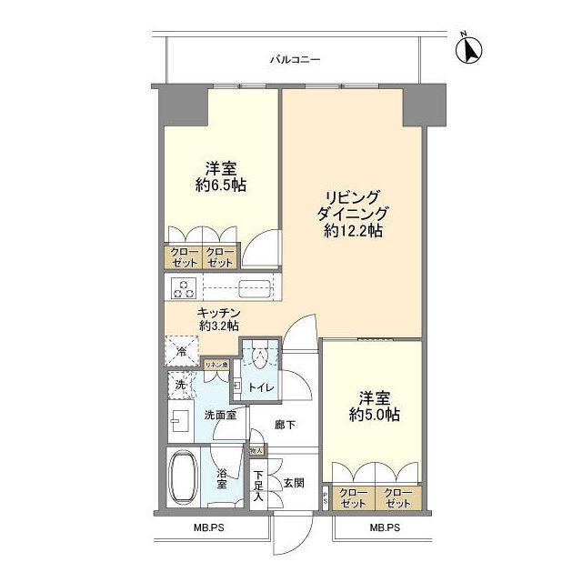 ザ・パークハウス新宿タワー(2LDK/14階)の間取り写真