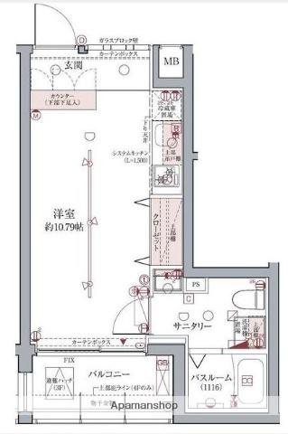ラグディア高輪(ワンルーム/3階)の間取り写真
