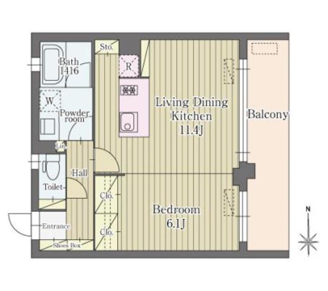 グランステージヒルズ旗の台(1LDK/2階)の間取り写真