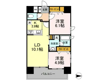 D-ROOM早稲田(2LDK/11階)の間取り写真