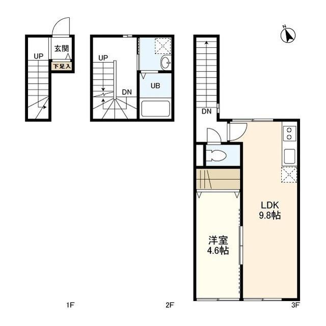 ウェルスクエア等々力(1LDK/3階)の間取り写真