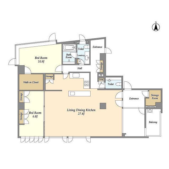 カーザ・エルミタッジオ(2LDK/9階)の間取り写真