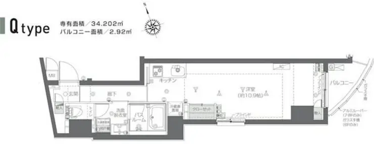 ZOOM新宿夏目坂 7階階 間取り