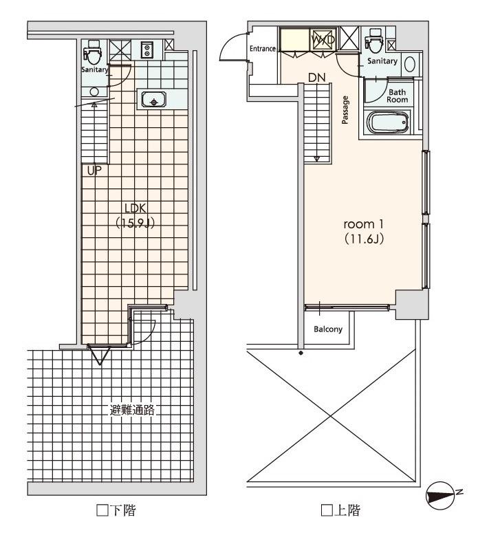 カスタリア芝公園(1LDK/1階)の間取り写真
