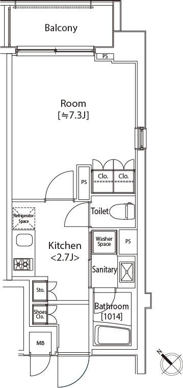 カスタリア雪谷(1K/7階)の間取り写真