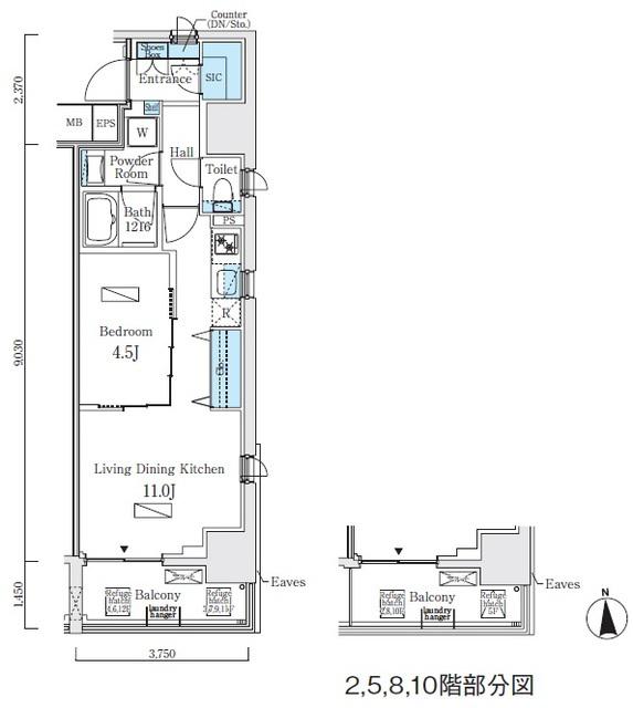 プライマル上野・稲荷町(1LDK/6階)の間取り写真