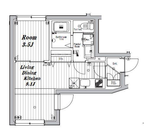 ブリステラス学芸大学前(1LDK/1階)の間取り写真