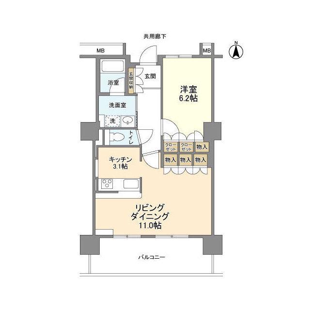 豊洲シエルタワー(1LDK/11階)の間取り写真