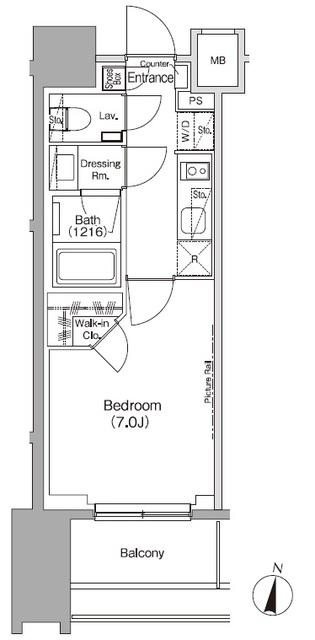 ザ・パークハビオ代々木初台(1K/2階)の間取り写真