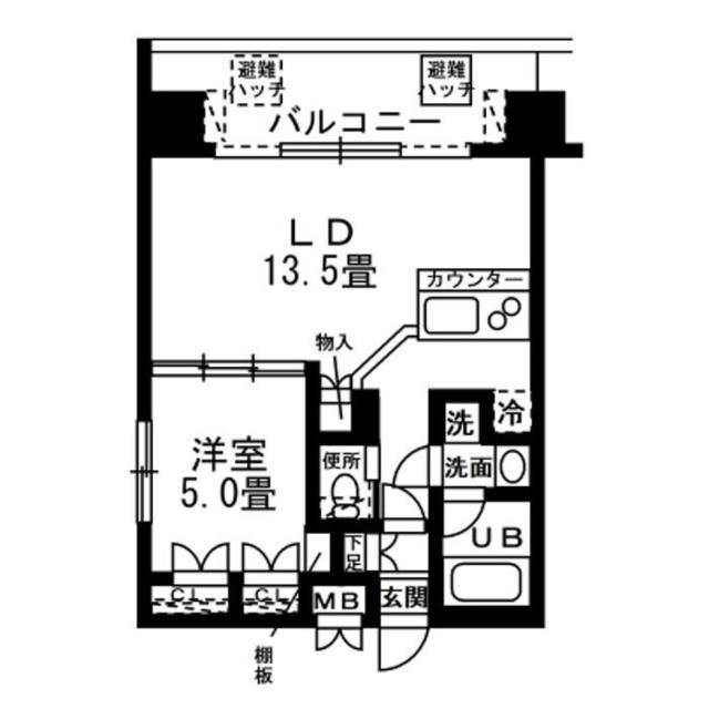レジディア錦糸町(1LDK/13階)の間取り写真