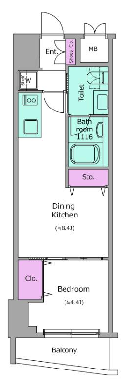 レジディア幡ヶ谷(1LDK/3階)の間取り写真