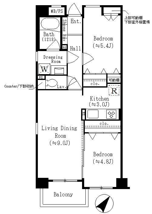 レジディア六本木檜町公園(2LDK/2階)の間取り写真
