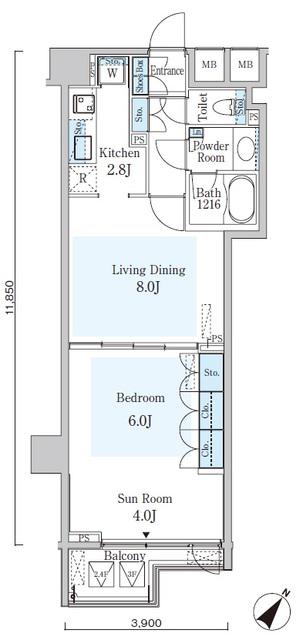 オーキッドレジデンス六本木(1LDK/3階)の間取り写真