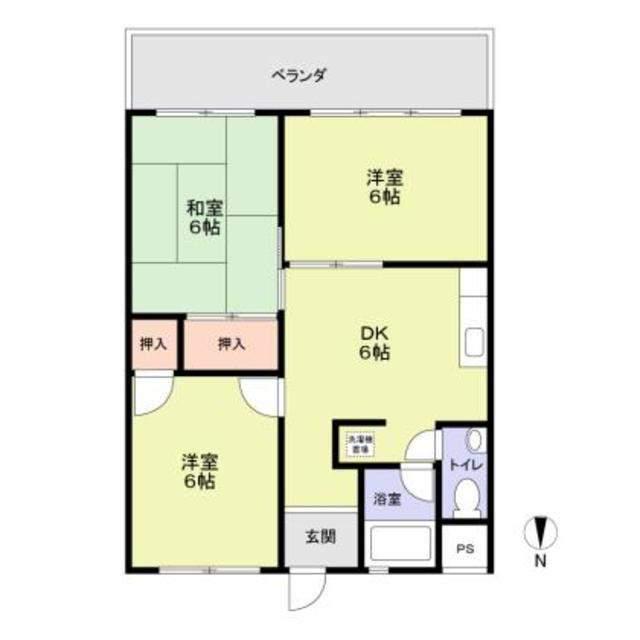 仁平フラッツ(3DK/3階)の間取り写真