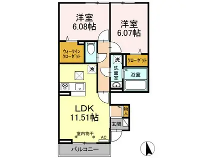 ストーク成城 Ⅰ(2LDK/1階)の間取り写真