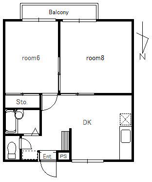 エステート西台II(2DK/2階)の間取り写真
