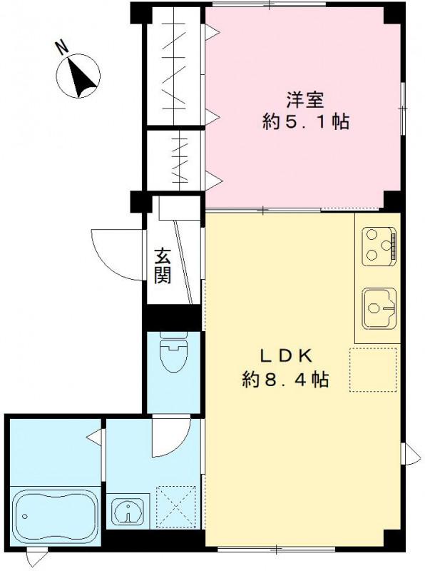 ハイツ鄕沢(1LDK/2階)の間取り写真