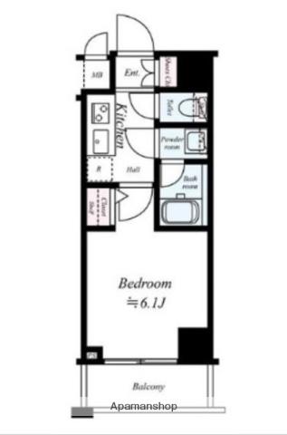 コンシェリア南麻布TOKYO PREMIUM イースト(1K/2階)の間取り写真