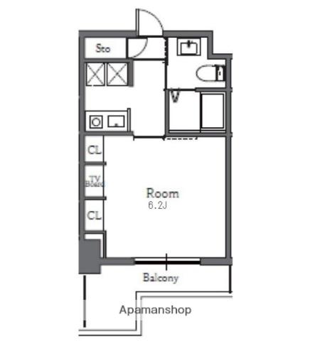 TOTSU RESIDENCE SHIBA(1K/9階)の間取り写真