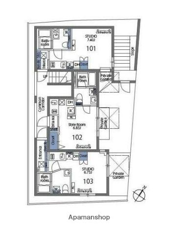 アヴァンタージュ恵比寿(ワンルーム/1階)の間取り写真