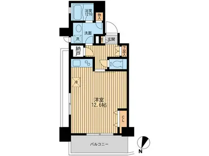 クリオ上野毛ラ・モード(1K/6階)の間取り写真